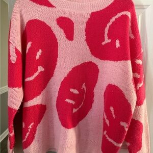 Pink Smiley Face Sweater
